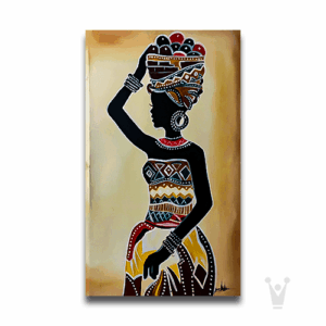 Harvest Beauty – African Woman with Basket Cultural Canvas Art
