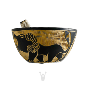 Handcrafted Black Wooden Lion Smudge Bowl